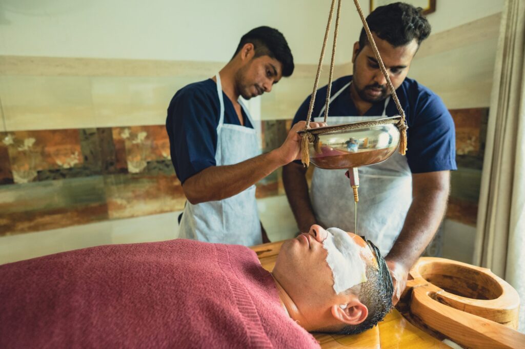 Ayurvedic migraine treatment includes shirodhara 