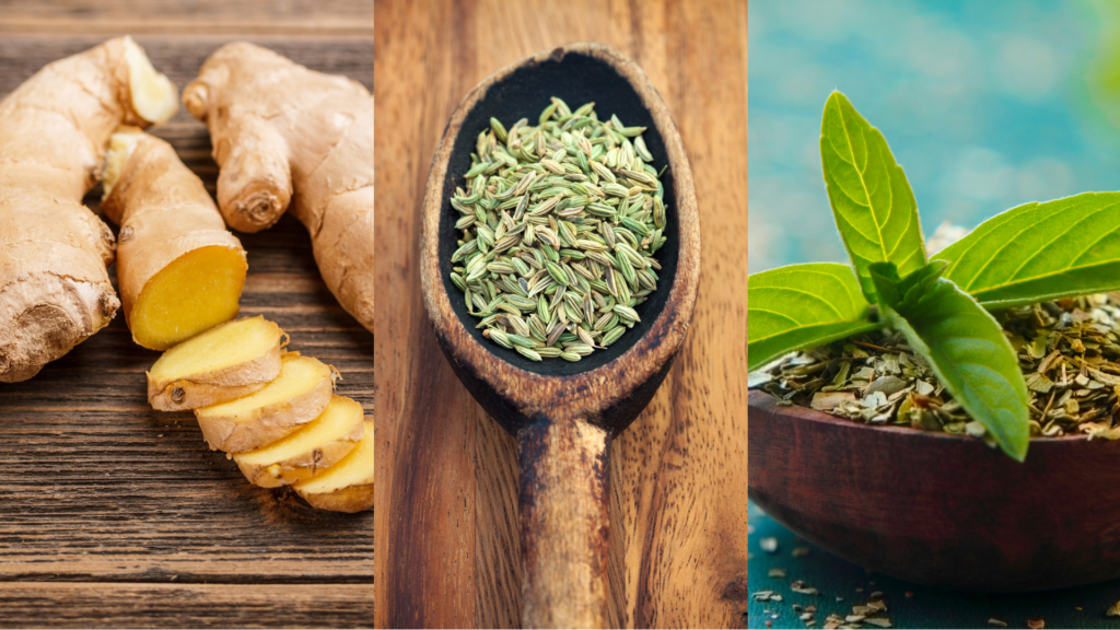 Basil leaves, ginger, fennel seeds are one of the effective stomach pain in toddlers home remedies
